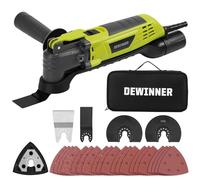DEWINNER Outil Multifonction Oscillant, 300W Outils Oscillants, Angle Oscillant 3 °, 6 Vitesses Variables 15000-22000RPM, 28 Accessoires, Multi Outil Oscillant pour Couper, Poncer, Gratter, Scier