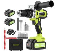 DEWINNER Perceuse Percussion Sans Fil 90Nm,21V Brushless Perceuse Visseuse Sans Fil,2 Batteries 4.0Ah,20+3 Réglages de Couple pour Visseuse-Devisseuse,Mandrin 13mm,2 Vitesses,39 Accessoires
