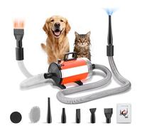 DEWINNER Pulseur pour Chien Blower 3200W, Souffleur Chien Silencieux avec Aspirateur, Animaux Vitesse et Température Réglable, avec 5 Buses différentes, 1 Tuyau élastique et Brosse d'entretien