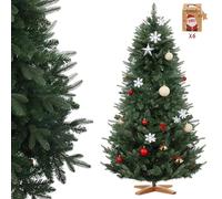 DEWINNER Sapin de Noël Artificiel 180 cm-Certifié FSC®- Parfaite Branches PE PVC Mix, Support en Bois Stabilisé, Extra Dense et Réaliste, Montage Rapide, Décorations de Noël