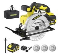DEWINNER Scie Circulaire Sans Fil 4.0Ah Batterie,Scie Circulaire Pour le Bois 4000RPM,Profondeur de Coupe Max: 54mm(90°)-38mm(45°),3 Lame (165mm 24T),Sac en Toile,Pour Coupe de Bois（Une Batterie）
