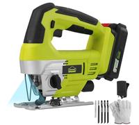 DEWINNER Scie Sauteuse sans fil 20V,vendue avec batterie 2,0 Ah, chargeur et coffret Gants,5pcs lames,Action Orbitale à 4 positions avec Jeu de, 0-45° Coupe en Biseau, Changement de Lames Rapide