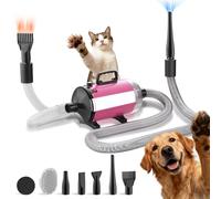 DEWINNER Sèche-Cheveux pour Chien Blower 3800 W, Pulseur Chien avec Aspirateur, Vitesse et Température Réglables, 5 Buses, Tuyau Élastique et Brosse d’Entretien