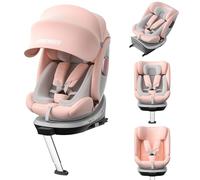 DEWINNER Siège Auto Bébé 0 à 36kg ISOFIX - Siege Auto Pivotant 360°,I-Size Group 0+1/2/3 (40-150cm),Harnais 5 Points Sièges Auto,RWF,FWF,Appui-Tête Réglable,Toit Anti-UV+Pied de Support,ECER129 - Pink