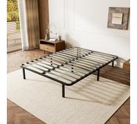 DEWINNER - Sommier 140x190 cm | Sommier à Lattes 140x190 avec Pieds Inclus | Cadre de lit Robuste en métal et Bois | 2x14 Lattes en peuplier | Renfort Central réglable et Adaptable