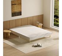 DEWINNER Sommier 140x200 | Sommier Tapissier en Tissu Blanc | Solide et Confortable | Lit 140 x 200 avec Sommier | 2x14 Lattes avec 9 Pieds | Hauteur du Cadre de Lit 29 cm | Lit Double pour Chambre