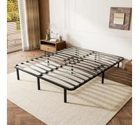 DEWINNER - Sommier 160x200 cm | Sommier à Lattes 160x200 avec Pieds | Lit 160x200 avec sommier métal et Bois | 9 Pieds Inclus | 2x14 Lattes en peuplier | Renfort Central réglable Adaptable