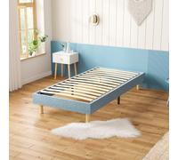DEWINNER Sommier Tapissier 90x190 cm，14 Lattes avec 6 Pieds - Bleu | Sommier 90x190 Solide et Confortable, Hauteur du Cadre de lit 29cm | Tissu Respirant | Confortable pour Chambre Enfant/Adulte