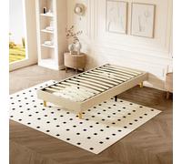 DEWINNER - Sommier Tapissier 90x200 cm | Sommier 90x200 Solide et Confortable - 14 Lattes avec 6 Pieds- Hauteur du Cadre de lit 29 cm - Beige | Tissu Respirant | Confortable pour Chambre Enfant/Adulte