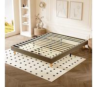 DEWINNER - Sommier Tapissier - Solide et Confortable Lit 160 * 200cm - 2x14 Lattes avec 9 Pieds- Hauteur du Cadre de lit 29 cm - Brun