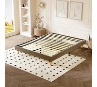 DEWINNER - Sommier Tapissier, Sommier 140x190, Solide et Confortable Lit 140 * 190cm - 2x14 Lattes avec 9 Pieds- Hauteur du Cadre de lit 29 cm - Brun