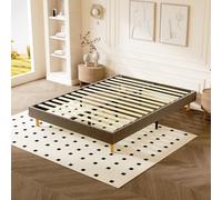 DEWINNER - Sommier Tapissier, Sommier 140x200, Solide et Confortable Lit 140 * 200cm - 2x14 Lattes avec 9 Pieds- Hauteur du Cadre de lit 29 cm - Brun