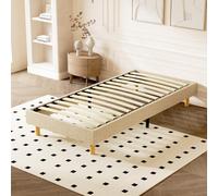 DEWINNER - Sommier Tapissier, Sommier 90x190, Solide et Confortable Lit 90 * 190cm - 1x14 Lattes avec 6 Pieds- Hauteur du Cadre de lit 29 cm - Beige