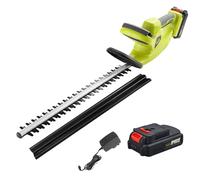DEWINNER Taille-Haies sans Fil 20V, Double Interrupteur et Double Poignée,avec Li-ION Batterie 2.0Ah et Chargeur, 65CM Lame Asymétrique, Alimenté par Pile, Vert