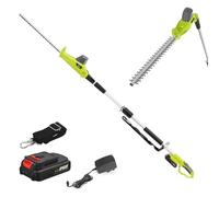 DEWINNER Taille-Haies sur Perche sans Fil Téléscopique Électrique 20V 2.0Ah, Longueur 45cm, Capacité 16mm, avec 1 Batterie et Chargeur, Perche d'Extension de 2.4M