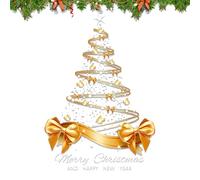 Dewireaey Autocollants De Noël Pour Fenêtre - 65,00x45,00 Cm Décor Mural Double Face | Autocollants Autoadhésifs Sapin De Noël Doré | Pour Intérieur Salon Cuisine Bureau Salle de Classe Fête Mur