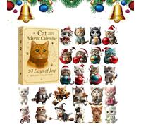 Dewireaey Calendrier Du Compte À Rebours De Noël - Ornement Chat Acrylique 2D - Ornement Calendrier 24 Jours,Pour Adolescents et Adultes Saisonnier Halloween Thanksgiving Fêtes Pâques