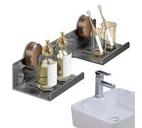 Dewireaey Étagère De Lavabo Suspendue Au Robinet | Étagères Murales Salle de Bain - Organisateur Amovible en Acier Carbone avec Ventouses pour Affichage de Parfum, Linge, Cuisine et Toilettes