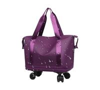 Dewireaey Sac de voyage à roulettes - Valise pliable avec roulettes - Roues pivotantes à 360° résistantes aux rayures avec séparation pour les objets secs, lilas, Siehe Beschreibung, Voir description