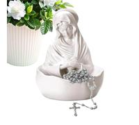Dewireaey Statue de la Vierge Marie,Statue de la Vierge Marie Bénite Porte-Chapelet de Table - Figurine Catholique pour Communion Noël Baptême Décoration Bureau Table Cheminée
