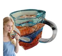 Dewireaey Tasse Livre Peinte - Verre Tasse Livre 3D | Résistante aux Éclats Artisanale Décoration pour Bureau Bibliothèque Salon