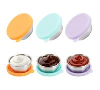 Dewocke 3 Pièces Récipient Vinaigrette avec Couvercles en Silicone, 50ml Petit Récipient à Sauce en Acier Inoxydable, Récipient Sauce Salade, Petite Boîte Alimentaire, pour Pique-niquer, Voyager