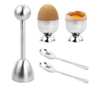 Dewocke Ouvre-Œufs en Acier Inoxydable, Séparateur de Coquille D'Oeuf, Outil de Cuisine Couteaux et Ustensiles kit Outil de découpe pour œuf à la Coque avec 2 Cuillères+ 2 Coquetiers