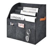 Dewocke Porte-revues avec poignée de Transport, Support de Rangement Pliable, Panier de Rangement pour Grand Support de Papier d'information en Feutre, Feutre Poche de lit, Gris