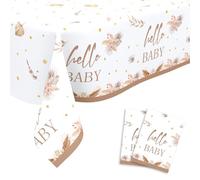 Dewocke Set de 2 Nappes Rectangulaires en Plastique Doré, Baby Shower Nappe, Nappe Imperméable pour Fête de Révélation de Sexe, Décorations de Table de Fête d'anniversaire, 180 x 108cm