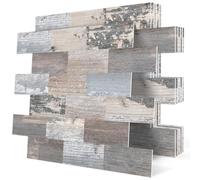 DEWOO Dalle Plaque PVC Credence Adhesive Autocollant Carrelage Carreaux Adhesif Mural Cuisine pour Salle de Bain,Imitation Bois(10-Pièces,30.5x 30.5cm)