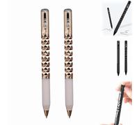 Dewppxi Lot de 2 stylos géométriques en métal froissé - Stylo sensoriel croustillant - Soulagement du stress - Pour l'école, la maison, le bureau - Stylo à gel rétractable de 0,5 mm - Doré