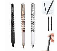 Dewppxi Lot de 3 stylos géométriques en métal froissé - Stylo sensoriel croustillant - Soulagement du stress - Pour l'école, la maison, le bureau - Stylo à gel rétractable de 0,5 mm