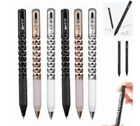 Dewppxi Lot de 6 stylos géométriques en métal froissé - Stylo sensoriel croustillant - Soulagement du stress - Pour l'école, la maison, le bureau - Stylo à gel rétractable de 0,5 mm