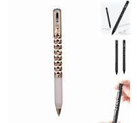 Dewppxi Stylo géométrique en métal froissé - Stylo sensoriel croustillant - Soulage le stress - Pour l'école, la maison, le bureau, le bureau - Stylo à gel rétractable de 0,5 mm (doré)