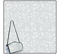 DEWUR Couverture de Pique-Nique Extra Large 200 x 200 cm - Couverture d'extérieur imperméable, Anti-Sable, Lavable, Pliable et Portable pour pelouse, Plage, Camping (Feuilles Grises)