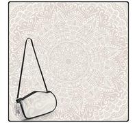 DEWUR Couverture de Pique-Nique Extra Large, imperméable, Pliable, Tapis de Pique-Nique pour Plage, Camping, pelouse, Parc - 200 x 200 cm (Fleurs Kaki)