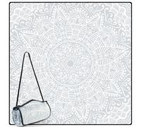 DEWUR Couverture de Pique-Nique imperméable et Pliable Extra Large pour Plage, Camping, pelouse, Parc - 200 x 200 cm (Fleurs Grises)