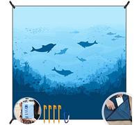 DEWUR Couverture de plage sans sable - Taille XXL - Imperméable - Grande couverture pour les vacances, la plage, le camping, les voyages (300 x 290 cm, Sea Fish)