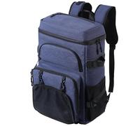 DEWUR Sac à dos isotherme, 35 l, isotherme, imperméable, avec décapsuleur, pour pique-nique, camping, plage, randonnée, voyage, shopping (bleu)
