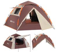 Dewur Tente de camping pop-up pour 4 personnes, imperméable, coupe-vent, avec 2 portes en maille, fenêtre, double couche, sac de transport pour camping, randonnée, sac à dos