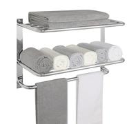 DEWVIE Porte-Serviettes Mural de Salle de Bain, 3 Niveaux, en Acier Inoxydable SUS 304 avec Barres Porte-Serviettes, 58 cm, Nickel brossé