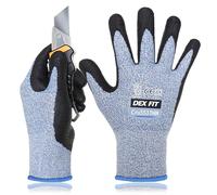 DEX FIT Cru553 Fin Gauge 15, Gants Anti-Coupure Niveau 4, Coupe 3D Ajustée et Confortable, Adhérence Efficace, Revêtement en Nitrile Durable, Tactiles, Lavables en Machine, Bleu 9 (L) 1 Paire
