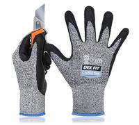 DEX FIT Cru553 Fin Gauge 15, Gants Anti-Coupure Niveau 4, Coupe 3D Ajustée et Confortable, Adhérence Efficace, Revêtement en Nitrile Durable, Tactiles, Lavables en Machine, Gris (6) XS 1 Paire