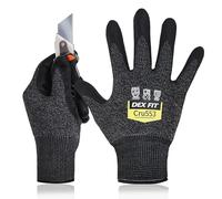 DEX FIT Cru553 Gants Anti-Coupure Niveau 5, Power Grip Antidérapant, Confort 3D comme à Mains Nues, Fins & Légers, Respirants, Compatibles Écran Tactile, Lavables; Noir Gris 10 (XL) 1 Paire
