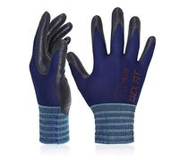 DEX FIT FN320 Gants de Travail Nylon Nitrile, Confort 3D Mains Nues, Légers & Flexibles, Grip Antidérapant, Compatibles Écran Tactile, Respirants & Lavables, bleu marine 10 (XL)