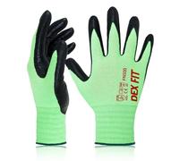 DEX FIT FN330 Gants de Travail en Nitrile, Ajustement Confort 3D, Gants Tactiles pour Travail, Jardinage, Bricolage, Manutention et Protection, Femme & Homme, Vert, M, 12 Paires