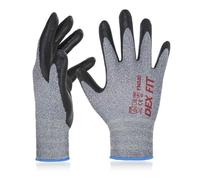DEX FIT FN330 Gants de Travail Nitrile, Confort 3D Mains Nues, Prise Antidérapante Humide & Huileuse, Compatibles Écran Tactile, Fins, Respirants (XS, Fn330 Grey 3pr)