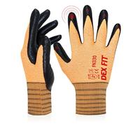 DEX FIT FN330 Gants de Travail Nitrile, Confort 3D Mains Nues, Prise Antidérapante Humide & Huileuse, Compatibles Écran Tactile, Fins, Respirants, Orange 10 (XL) 1 Paire