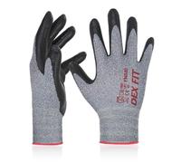 DEX FIT FN330 Gants de Travail Nitrile, Confort 3D Mains Nues, Prise Antidérapante Humide & Huileuse, Compatibles Écran Tactile, Fins, Respirants, 12 Paires (FN330 Grey, XXL)