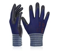 DEX FIT Gants de jardinage FN320, Adaptation 3D confortable et extensible, Super agrippants, Mousse de nitrile durable, Nylon fin et léger, Lavables en Machine; Bleu Marine 7 (S) 1 Paire